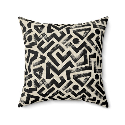 Pebble Maze Black - Spun Polyester Square Pillow
