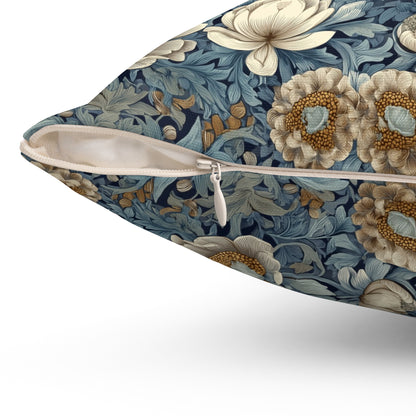Blue Manor Floral Repeat - Spun Polyester Square Pillow