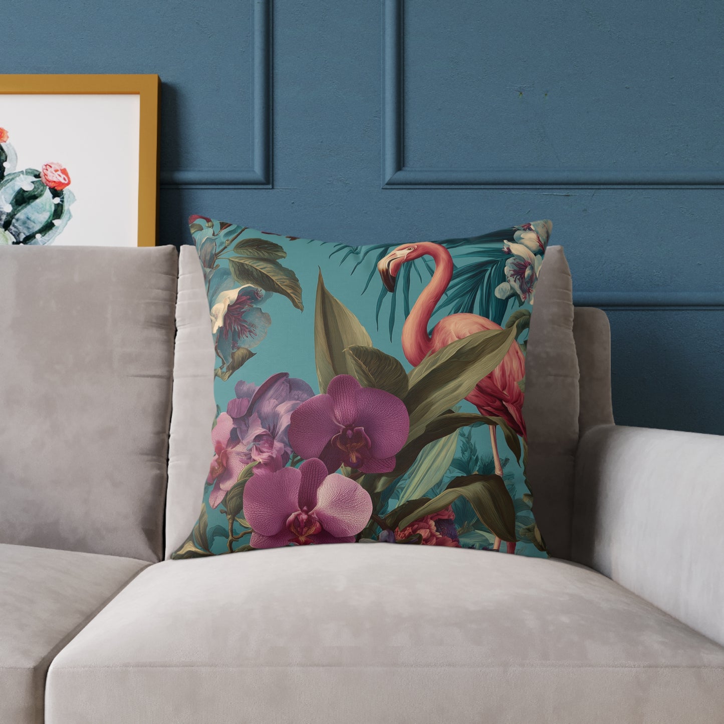 Tropical Blush Bloom - Square Poly Canvas Pillow