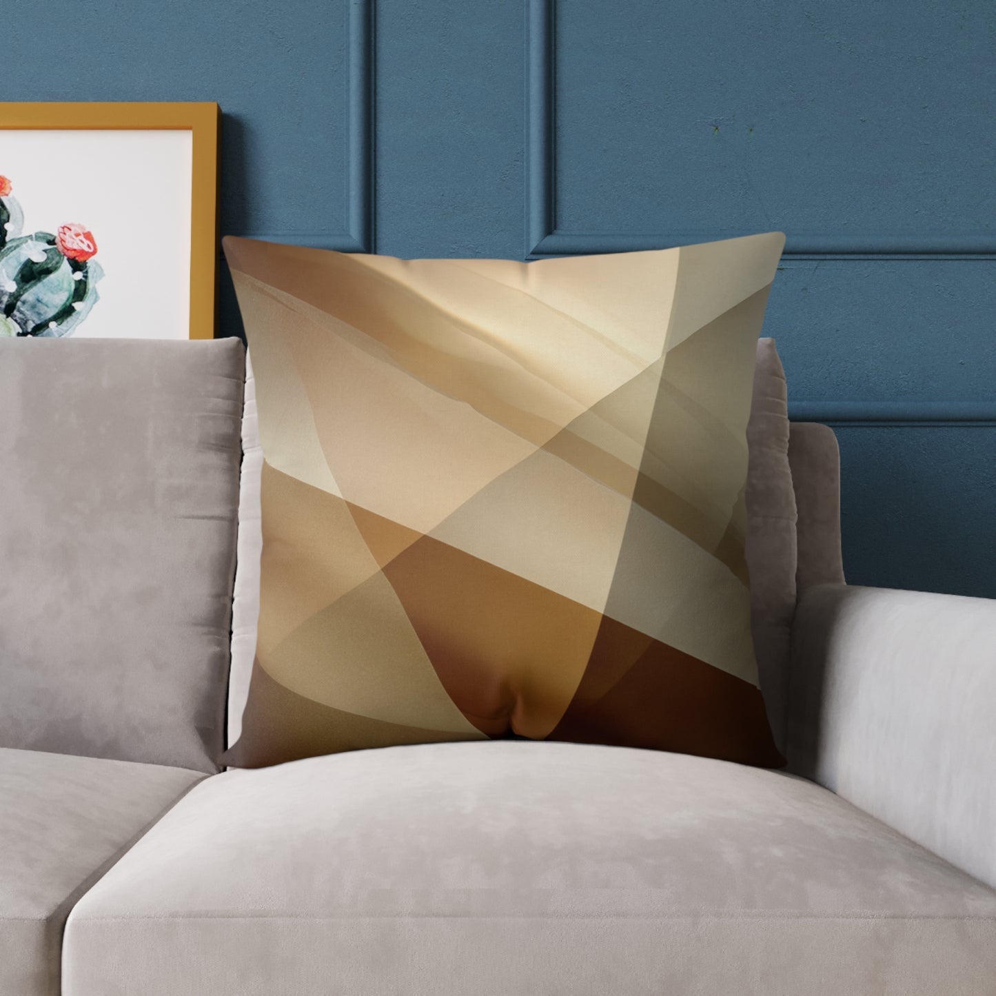 Golden Beam Geometry - Square Poly Canvas Pillow
