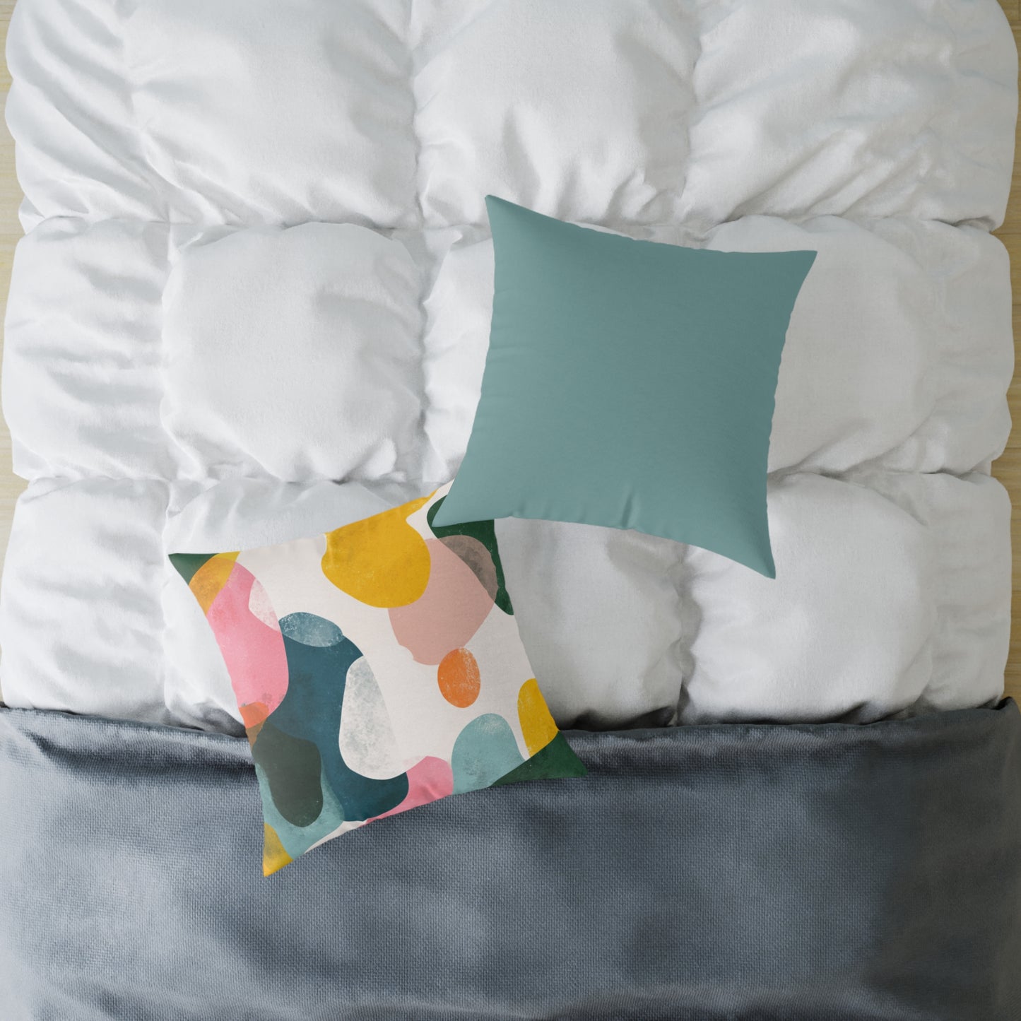 Pastel Pebble Garden - Square Poly Canvas Pillow