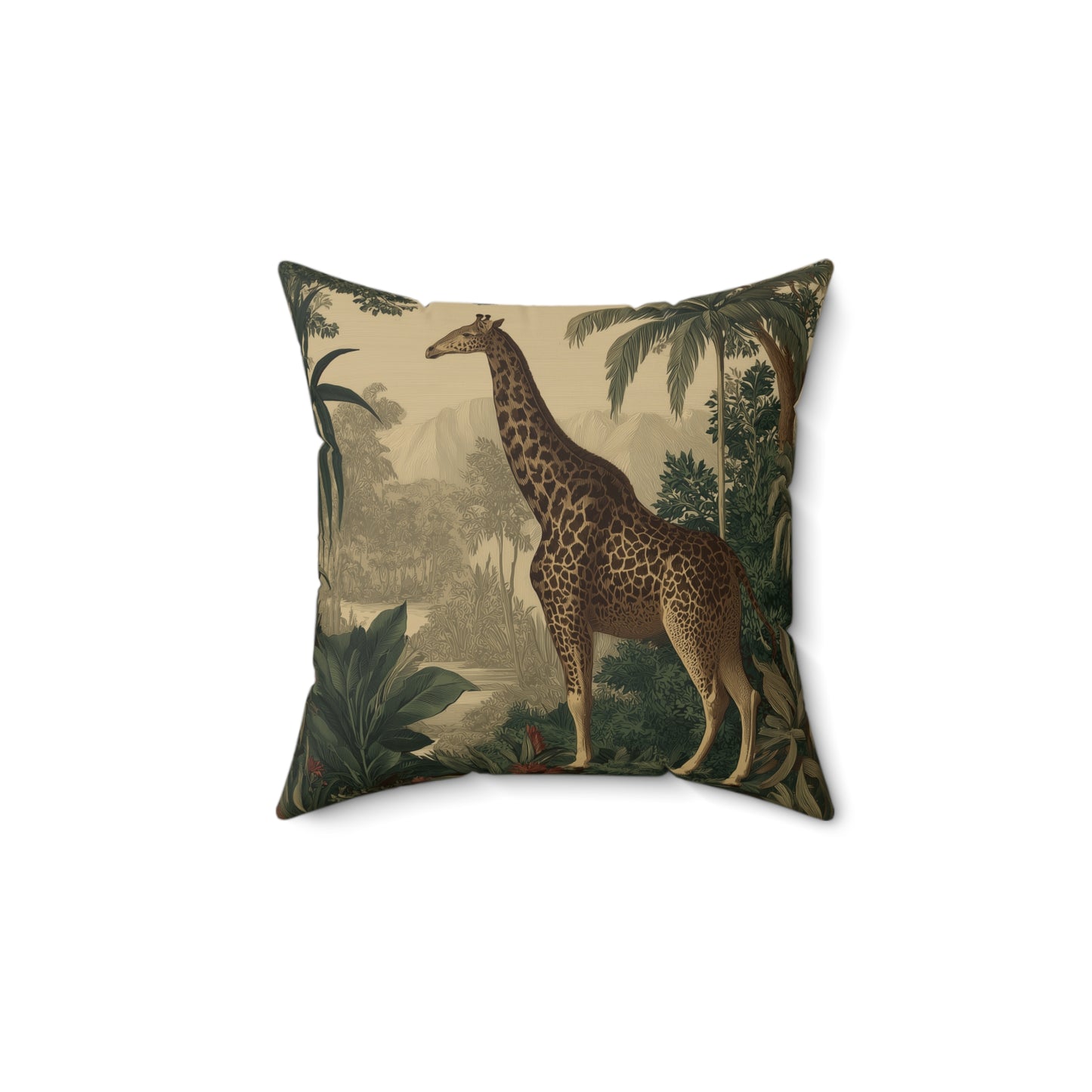 Golden Savanna Giraffe - Faux Suede Square Pillow