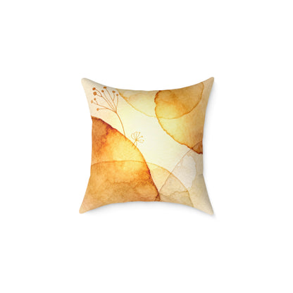 Warm Leaf Ember - Square Poly Canvas Pillow