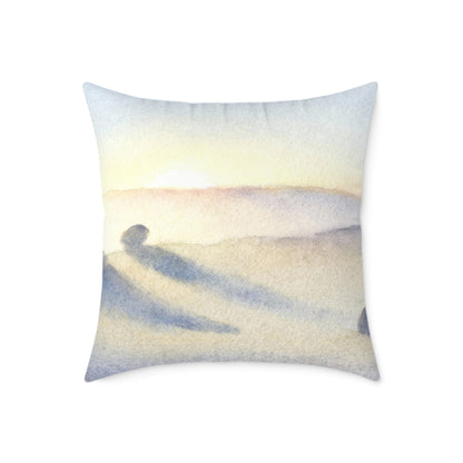 Morning Haze Field - Square Poly Canvas Pillow