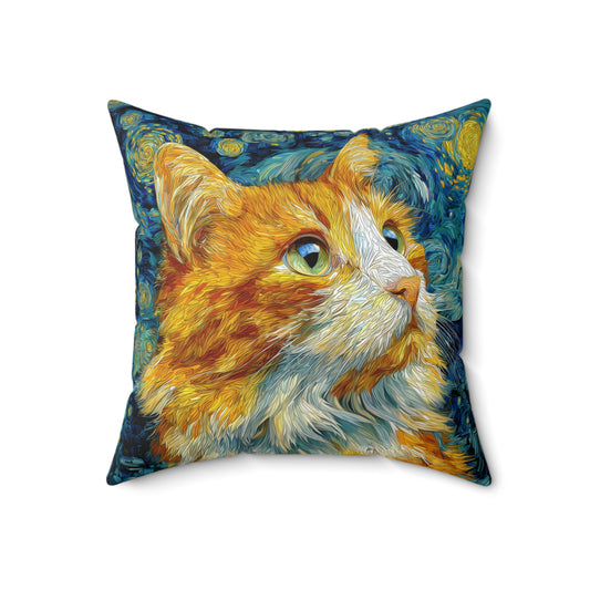 Ginger Cat Starlight - Spun Polyester Square Pillow