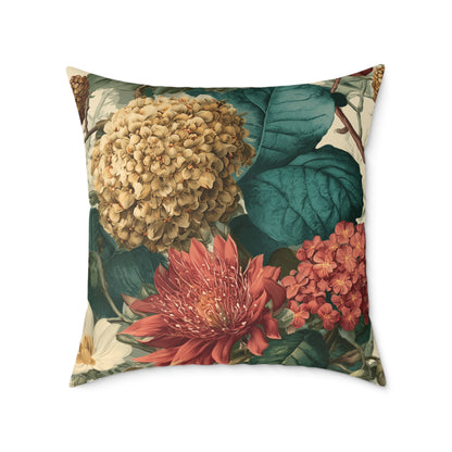 Autumn Harvest Chrysanthemum - Square Poly Canvas Pillow