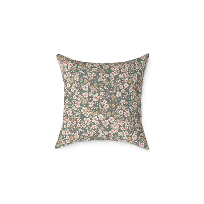 Soft Blush Field - Square Poly Canvas Pillow