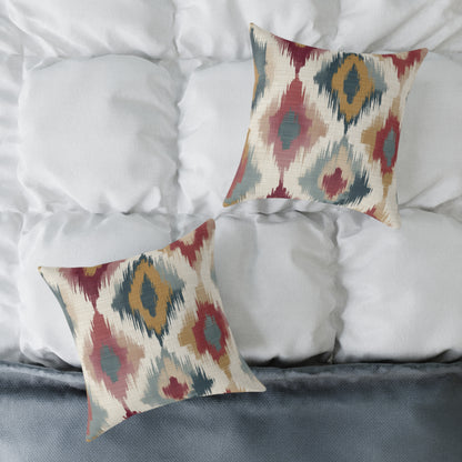 Woven Ember Diamonds - Square Poly Canvas Pillow