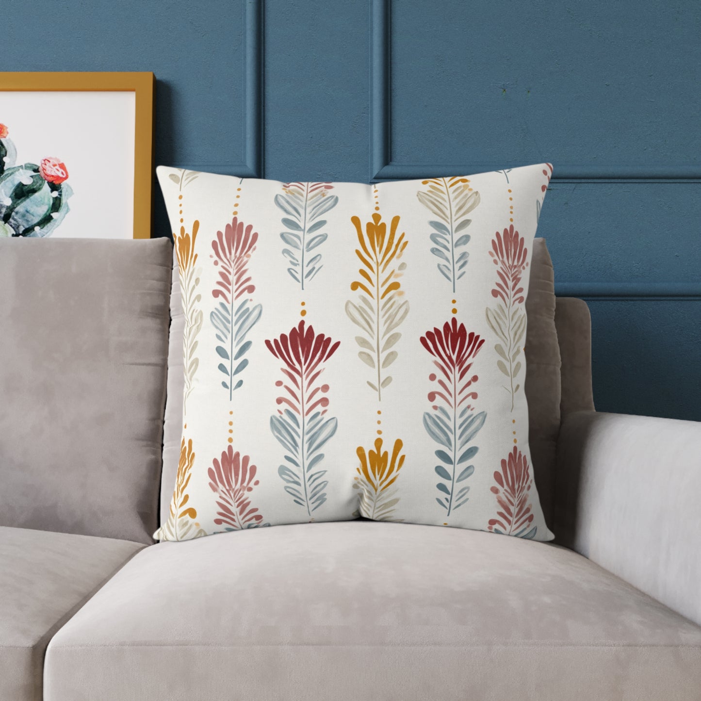 Ember Wildflower Ikat - Square Poly Canvas Pillow