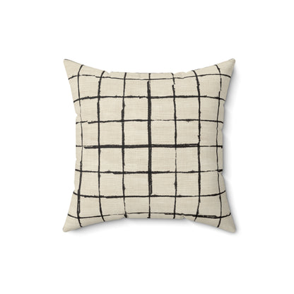 Retro Grid Linen - Spun Polyester Square Pillow