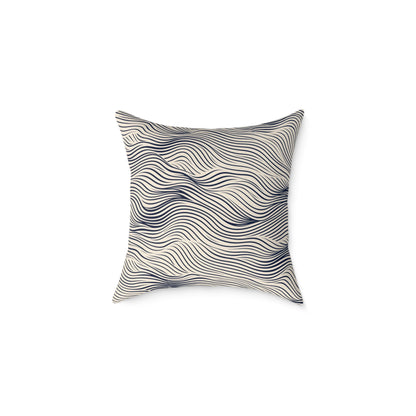 Ripple Drift – Navy - Square Poly Canvas Pillow