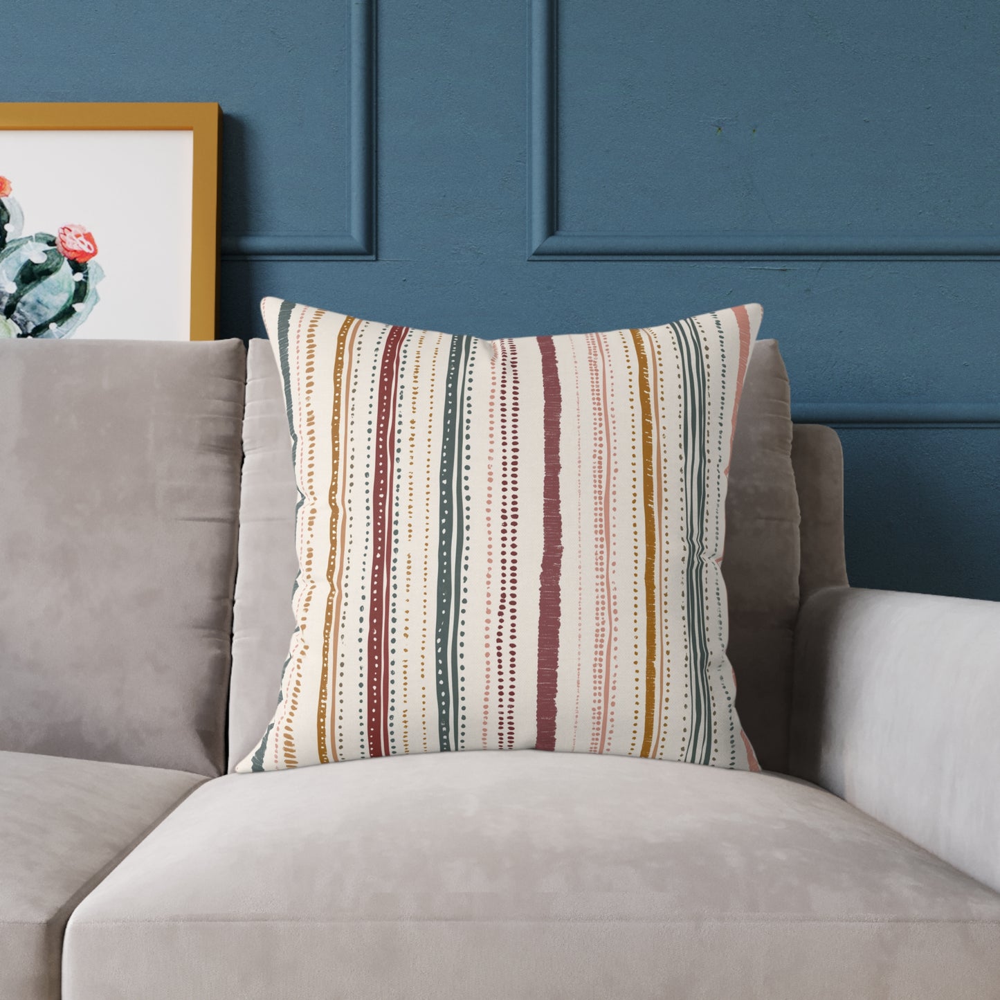 Saffron Loom Stripe - Square Poly Canvas Pillow