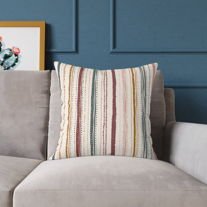 Saffron Loom Stripe - Square Poly Canvas Pillow