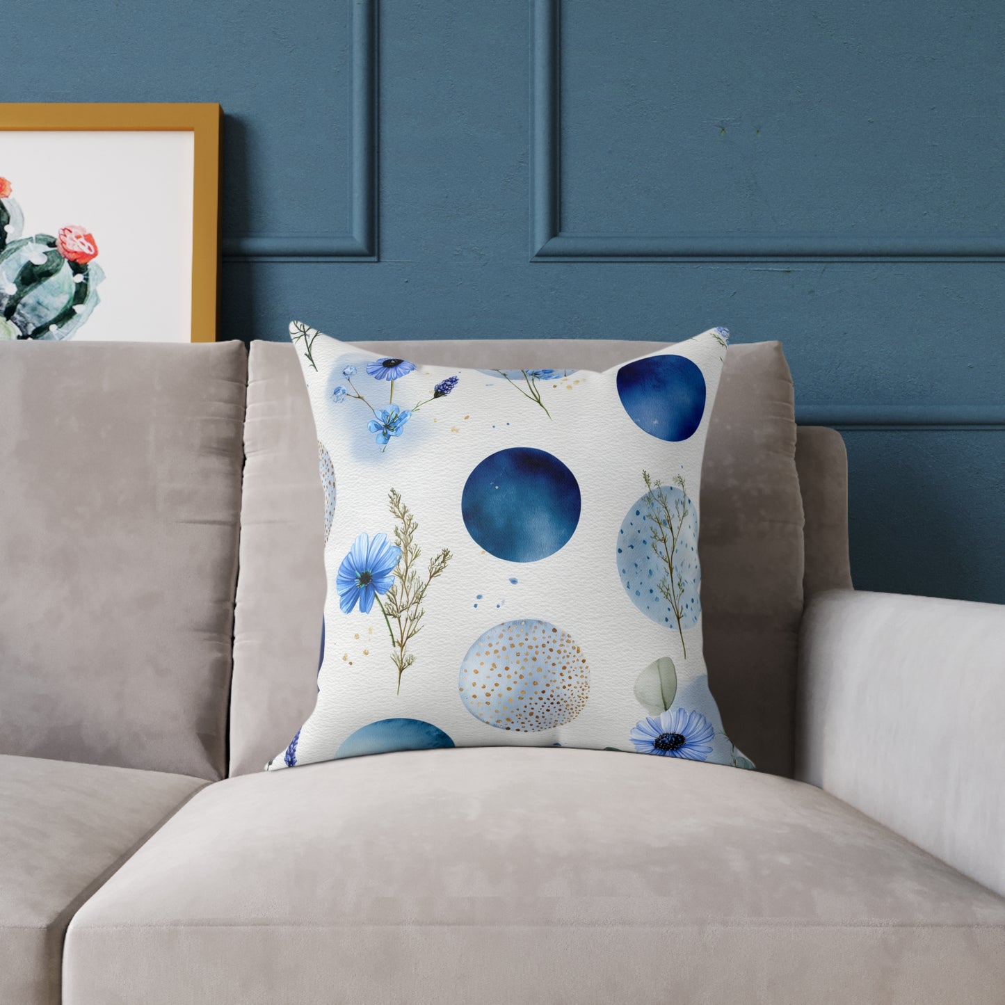 Celestial Ocean Blossoms - Square Poly Canvas Pillow