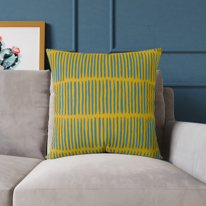 Loom Lines - Moss - Square Poly Canvas Pillow