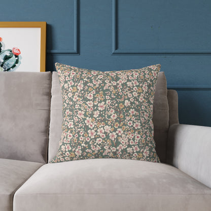 Soft Blush Field - Square Poly Canvas Pillow