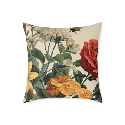 Sunlit Wildflower Bouquet - Square Poly Canvas Pillow