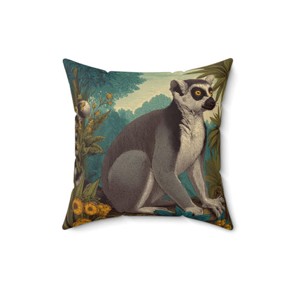 Sunset Grove Lemur - Faux Suede Square Pillow