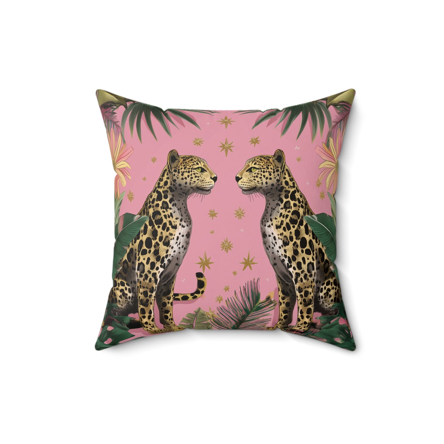 Pink Safari Leopards - Spun Polyester Square Pillow