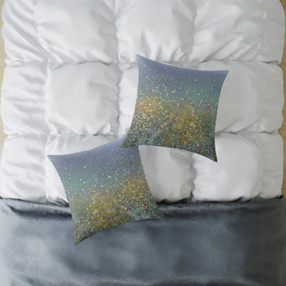 Meadow Haze Sparkle - Square Poly Canvas Pillow