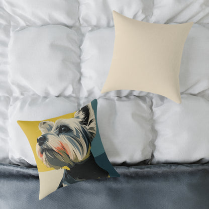 Yorkie - Square Poly Canvas Pillow