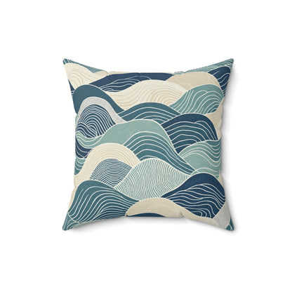 Ocean Line Currents - Spun Polyester Square Pillow