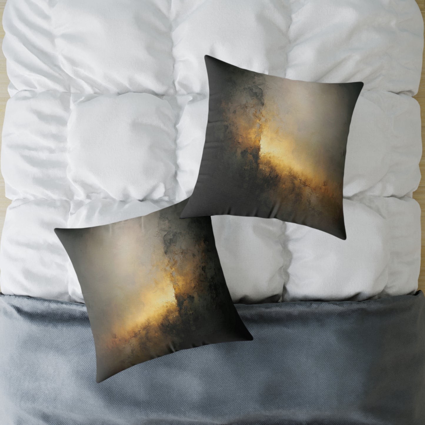 Eclipse Glow Shadow - Square Poly Canvas Pillow