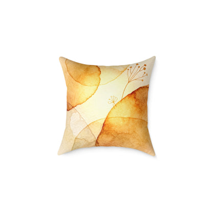 Warm Leaf Ember - Square Poly Canvas Pillow