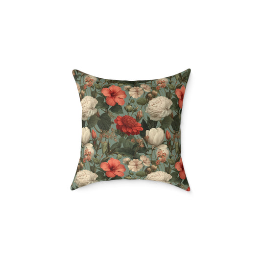Blossom Meadow Tapestry - Square Poly Canvas Pillow