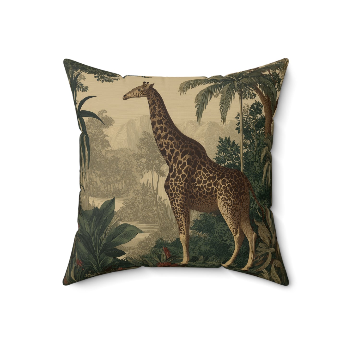 Golden Savanna Giraffe - Faux Suede Square Pillow