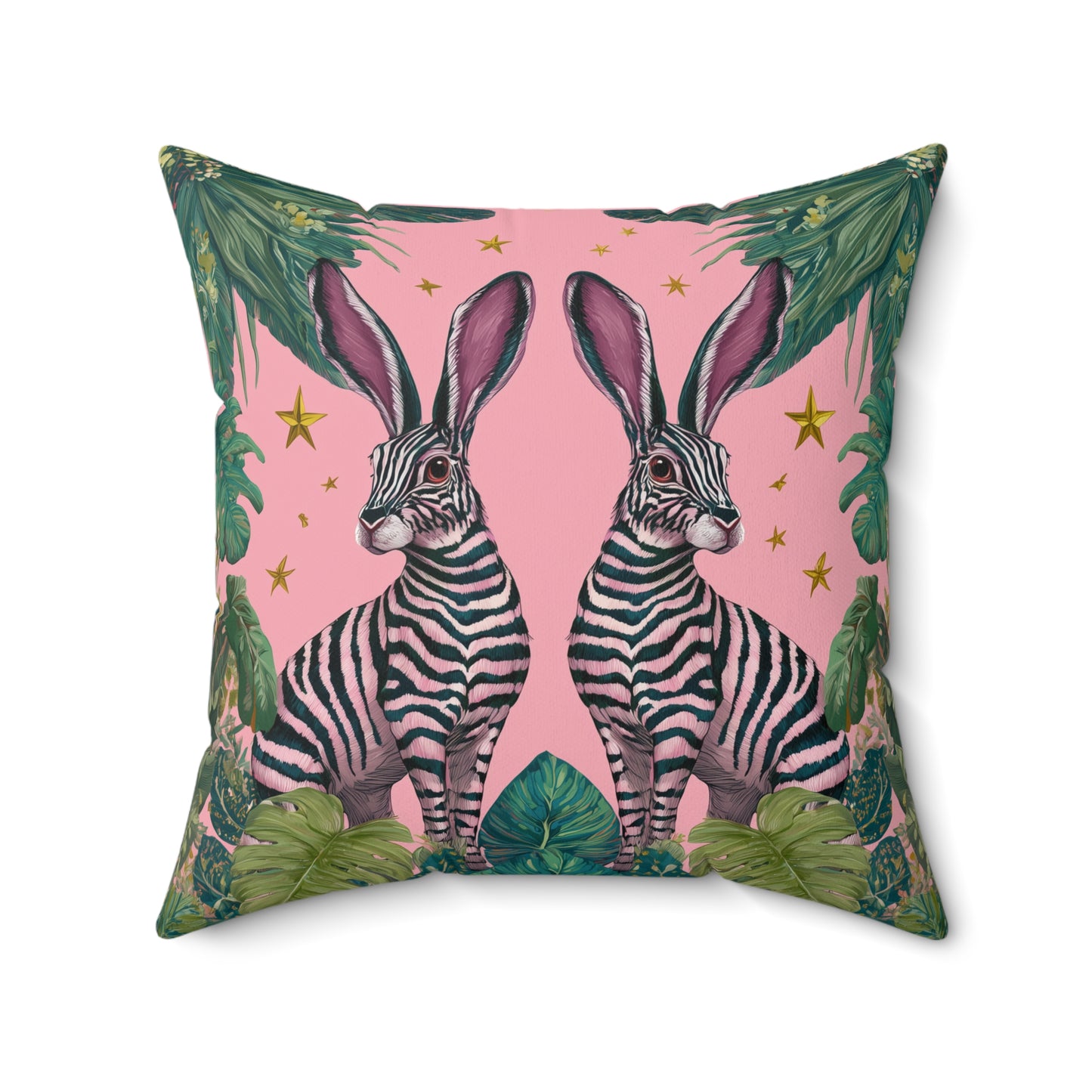 Jungle Rabbits - Spun Polyester Square Pillow