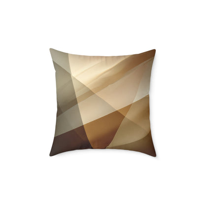 Golden Beam Geometry - Square Poly Canvas Pillow
