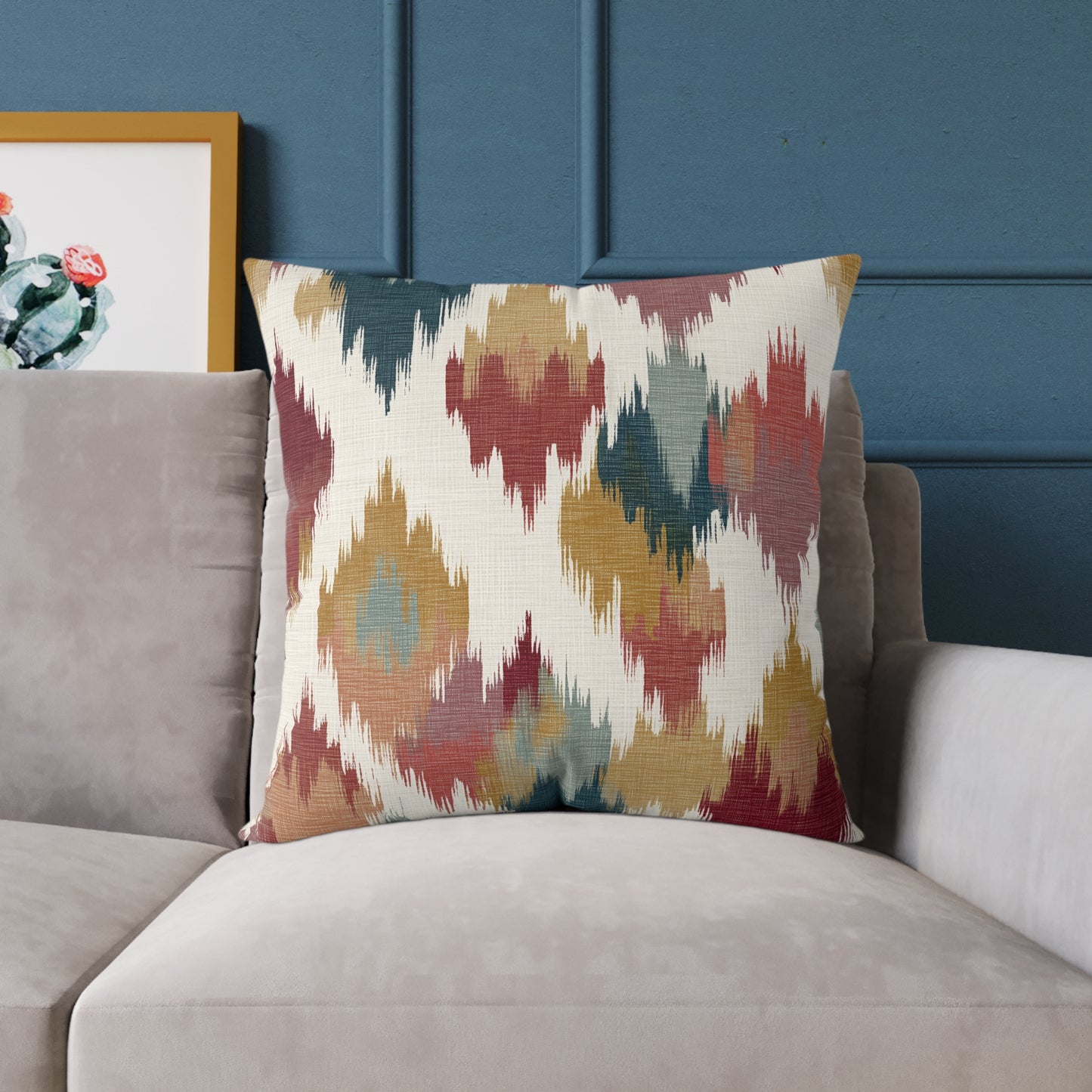 Nomad Harvest Ikat - Square Poly Canvas Pillow
