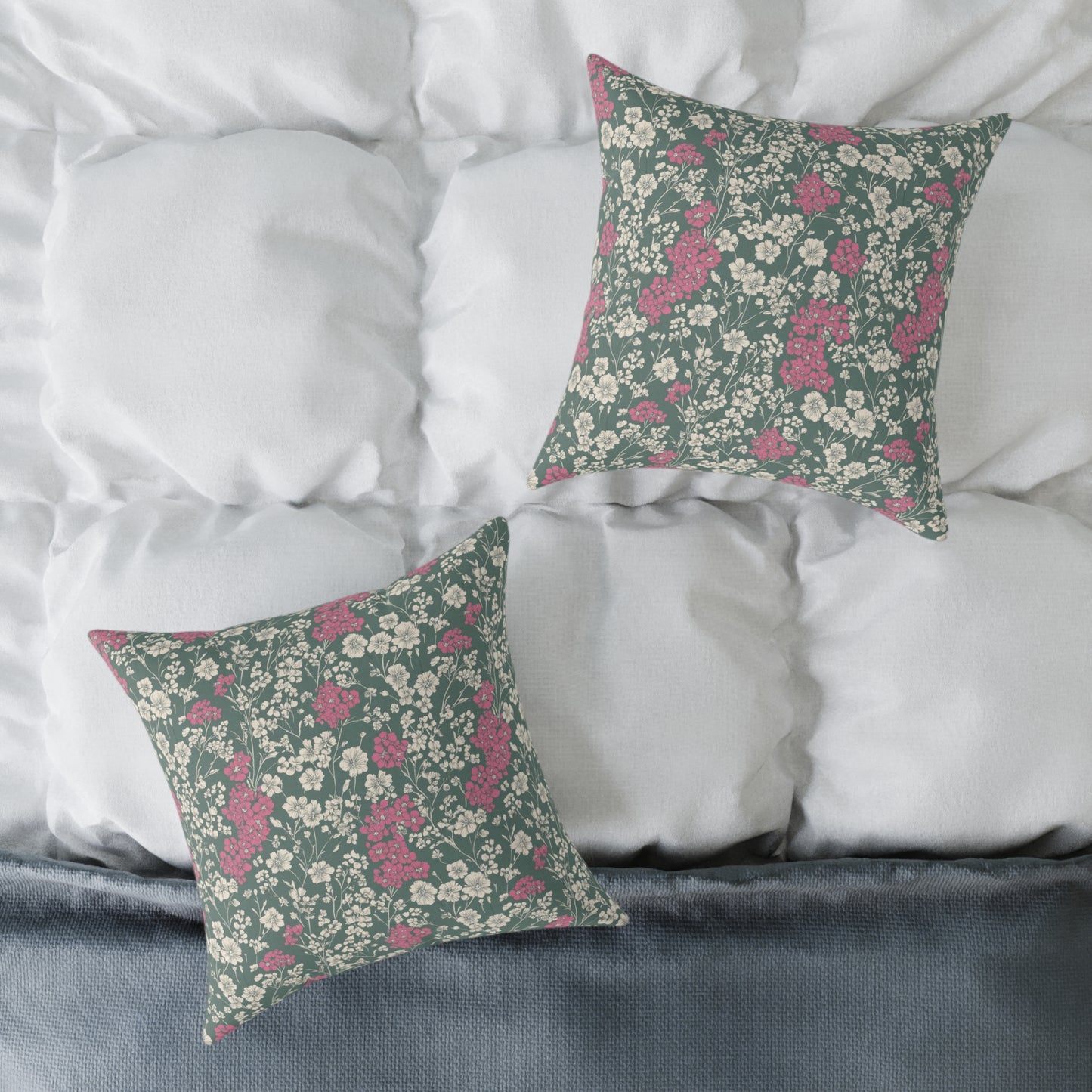 Wild Pink Meadow - Square Poly Canvas Pillow