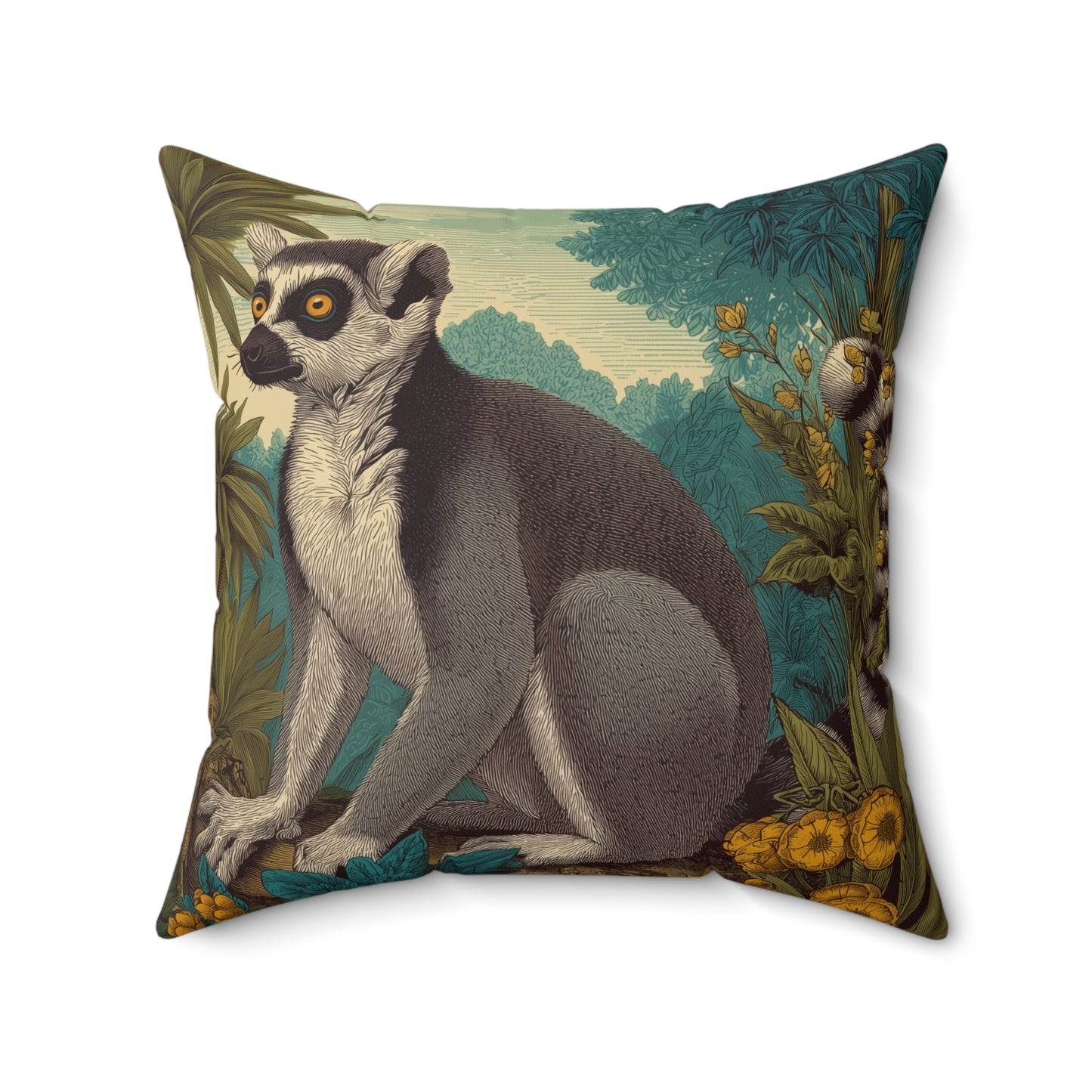 Sunset Grove Lemur - Faux Suede Square Pillow