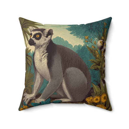 Sunset Grove Lemur - Faux Suede Square Pillow
