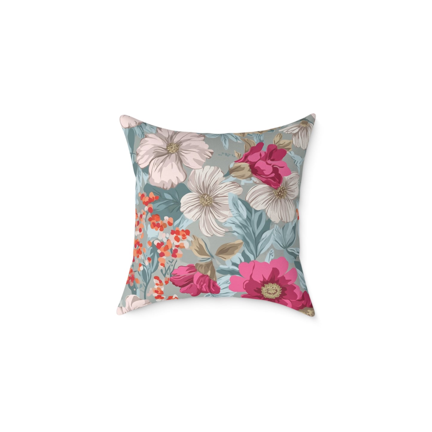 Pastel Meadow Symphony - Square Poly Canvas Pillow