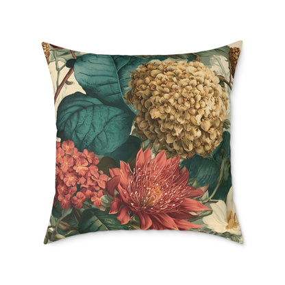 Autumn Harvest Chrysanthemum - Square Poly Canvas Pillow