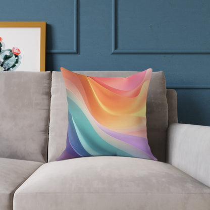 Aurora Ribbon Flow - Square Poly Canvas Pillow