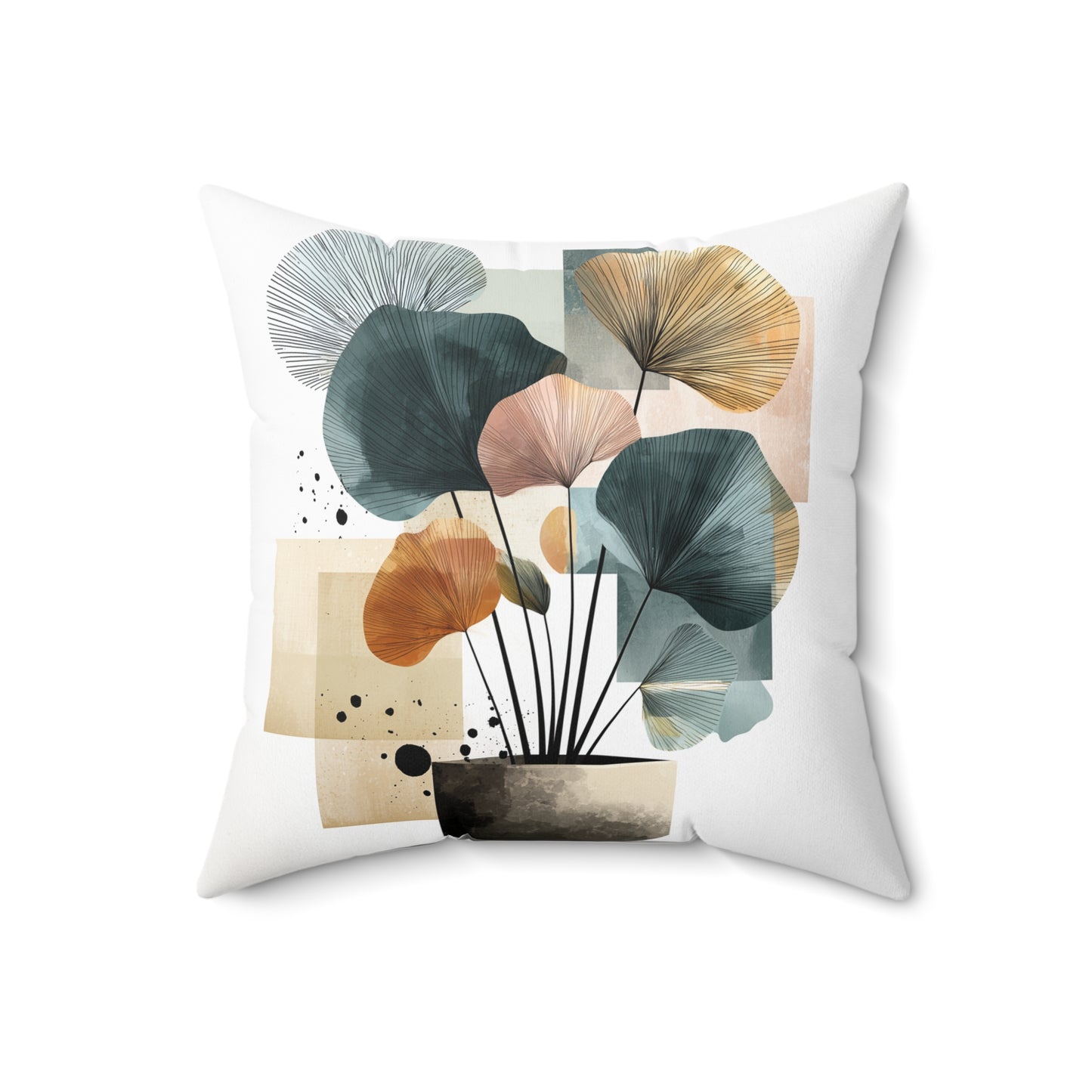 Nordic Vase Foliage - Spun Polyester Square Pillow