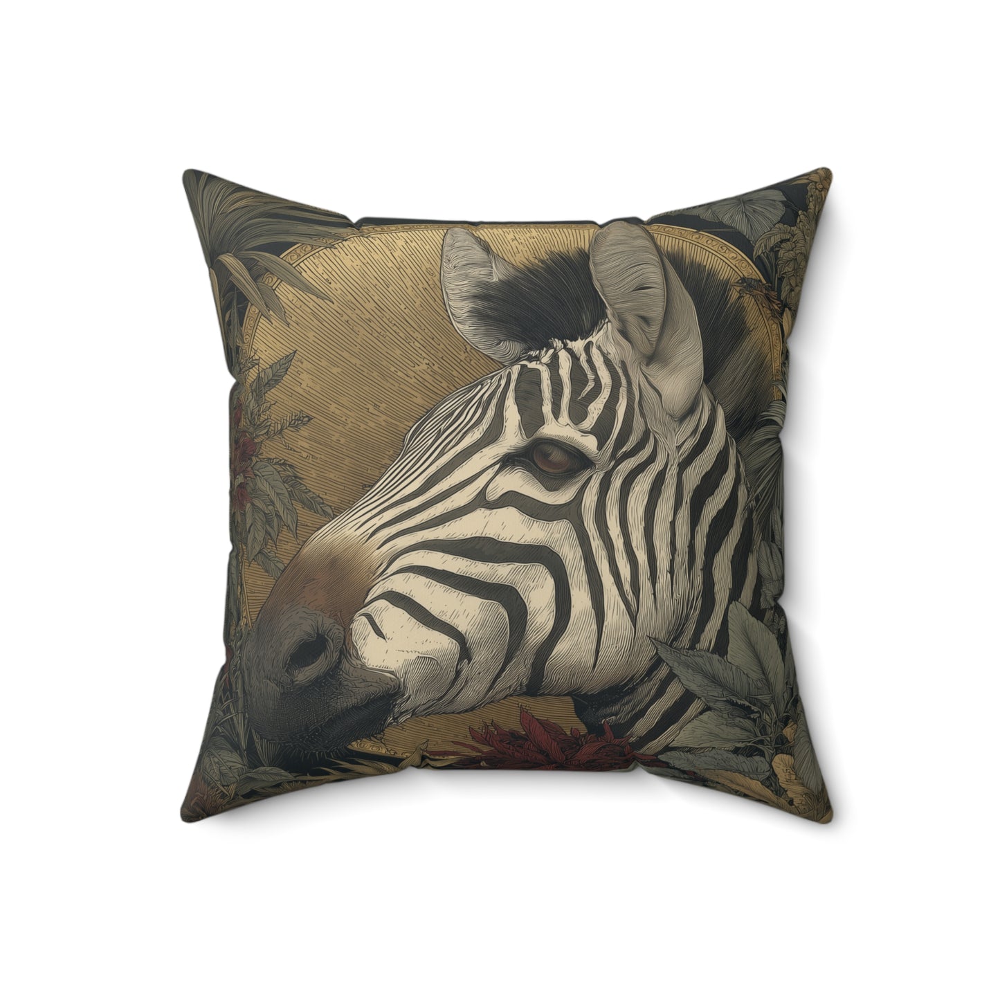 Golden Dawn Zebra - Faux Suede Square Pillow