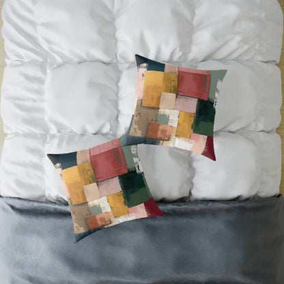 Harvest Block Mosaic - Square Poly Canvas Pillow
