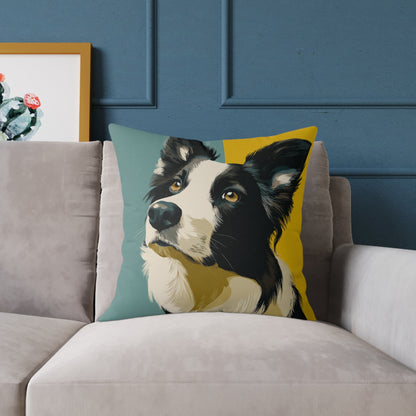 Border Collie Muse - Square Poly Canvas Pillow