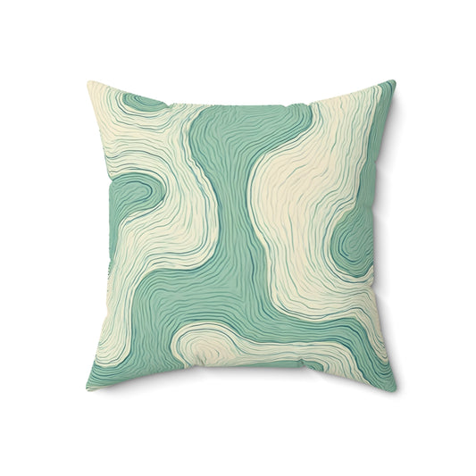 Seafoam Topography - Faux Suede Square Pillow