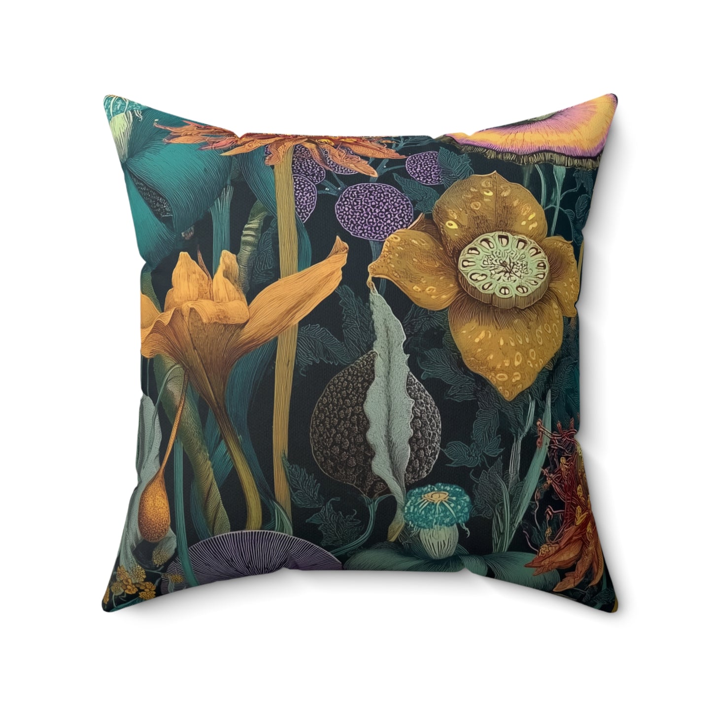 Midnight Bloom - Faux Suede Square Pillow