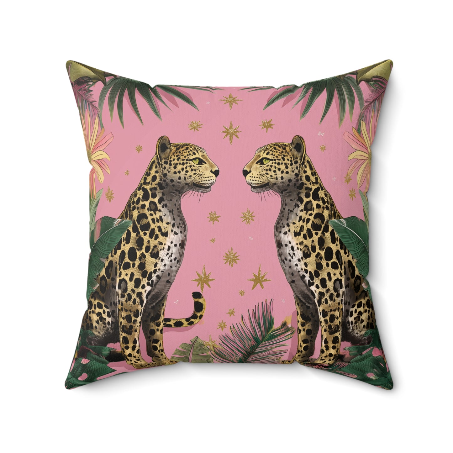 Pink Safari Leopards - Spun Polyester Square Pillow