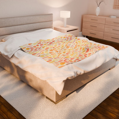 Pastel Bloom Droplets - Velveteen Plush Blanket