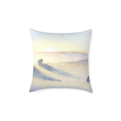 Morning Haze Field - Square Poly Canvas Pillow