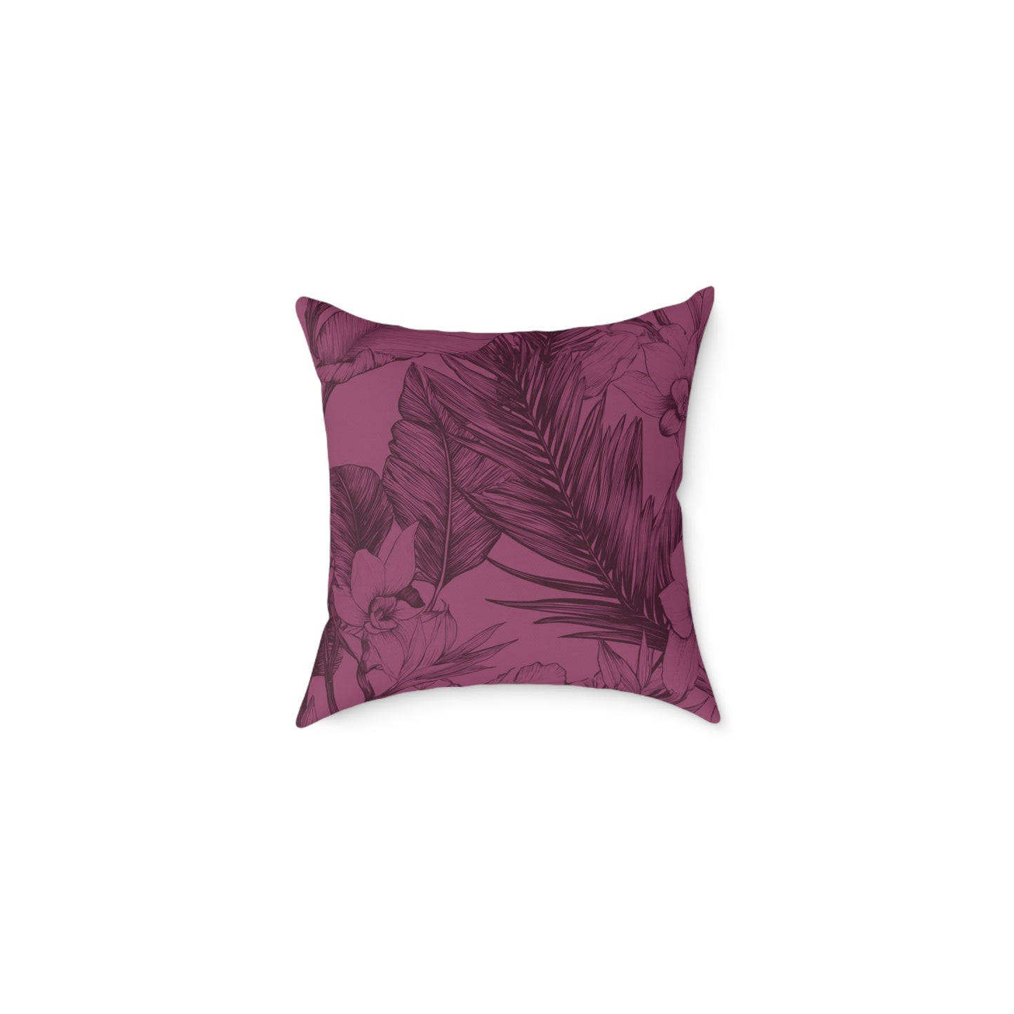 Mulberry Jungle Sketch - Square Poly Canvas Pillow