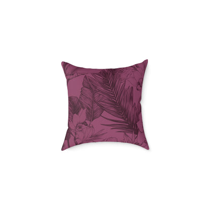 Mulberry Jungle Sketch - Square Poly Canvas Pillow